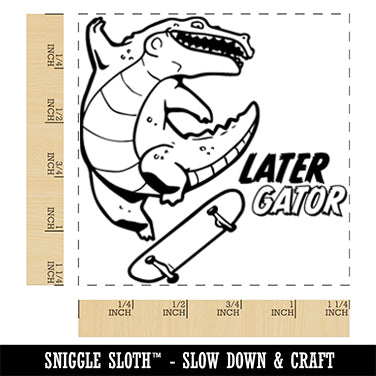Later Gator on Skateboard Alligator Crocodile Square Rubber Stamp for Stamping Crafting