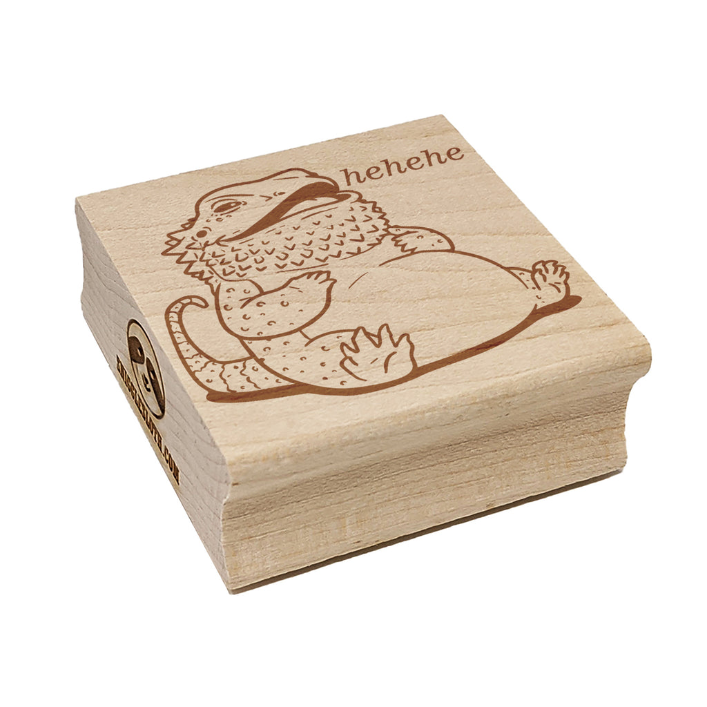 Laughing Bearded Dragon Lizard Square Rubber Stamp for Stamping Crafting