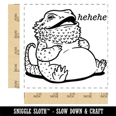 Laughing Bearded Dragon Lizard Square Rubber Stamp for Stamping Crafting