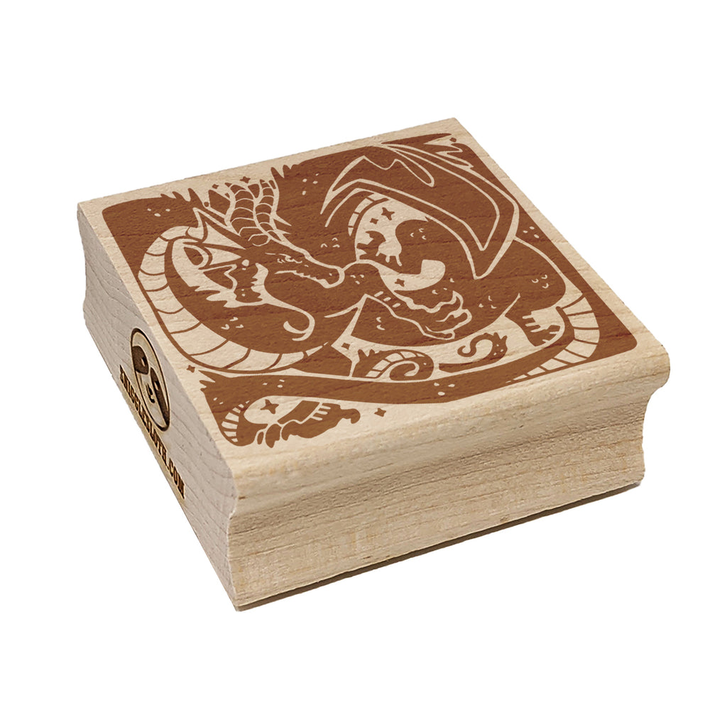 Long Dragon in a Box Square Rubber Stamp for Stamping Crafting