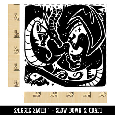 Long Dragon in a Box Square Rubber Stamp for Stamping Crafting