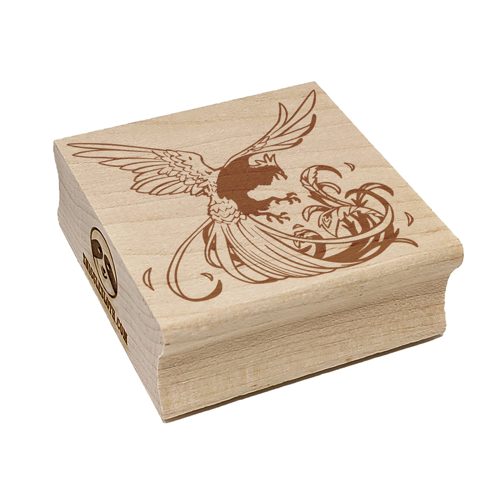 Magnificent Phoenix Fire Plume Feathers Square Rubber Stamp for Stamping Crafting