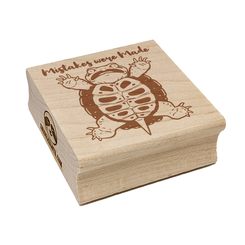 Mistakes were Made Flipped Turtle Square Rubber Stamp for Stamping Crafting