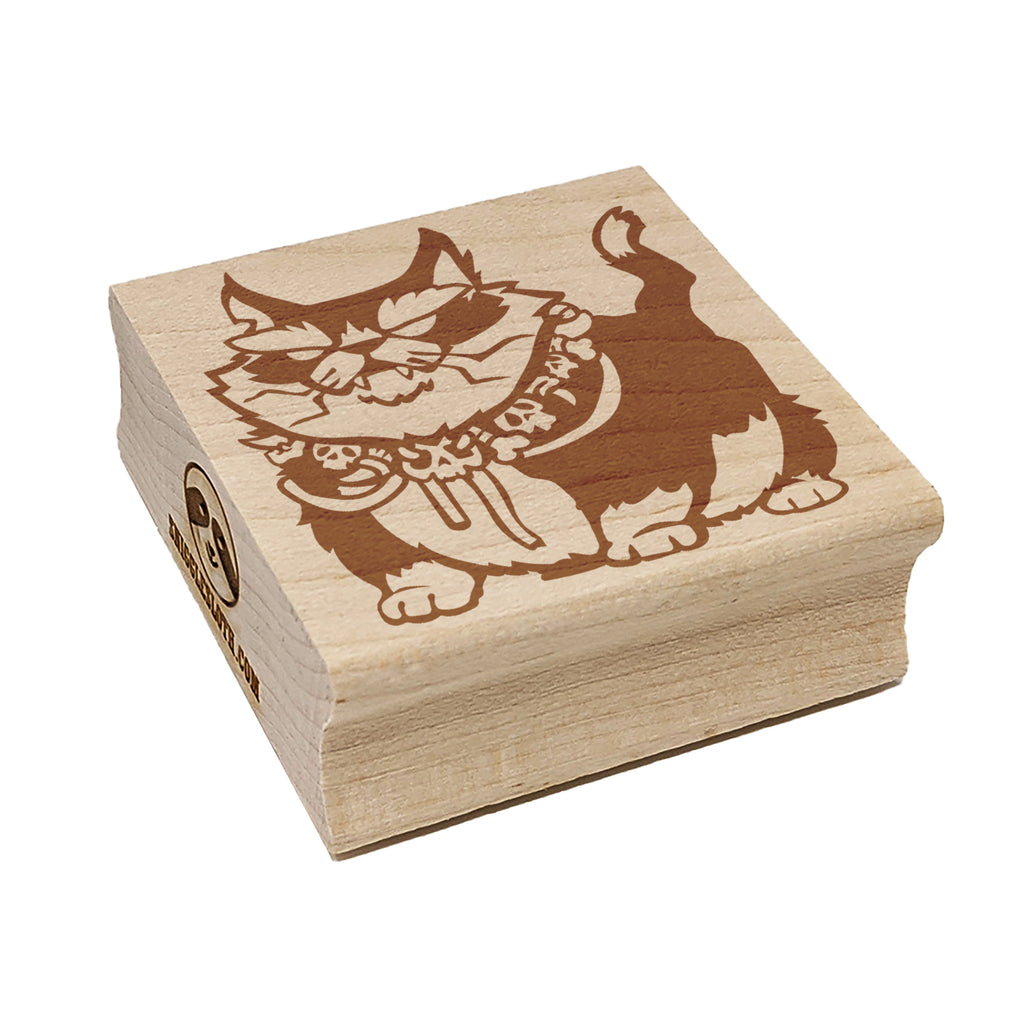 Monstrous Yule Cat Bone Collar Square Rubber Stamp for Stamping Crafting