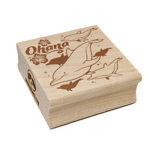 Ohana Bottlenose Dolphin Pod Family Square Rubber Stamp for Stamping Crafting