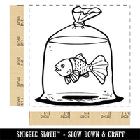 Pet Store Goldfish in a Bag Square Rubber Stamp for Stamping Crafting