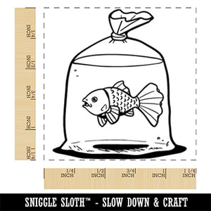 Pet Store Goldfish in a Bag Square Rubber Stamp for Stamping Crafting