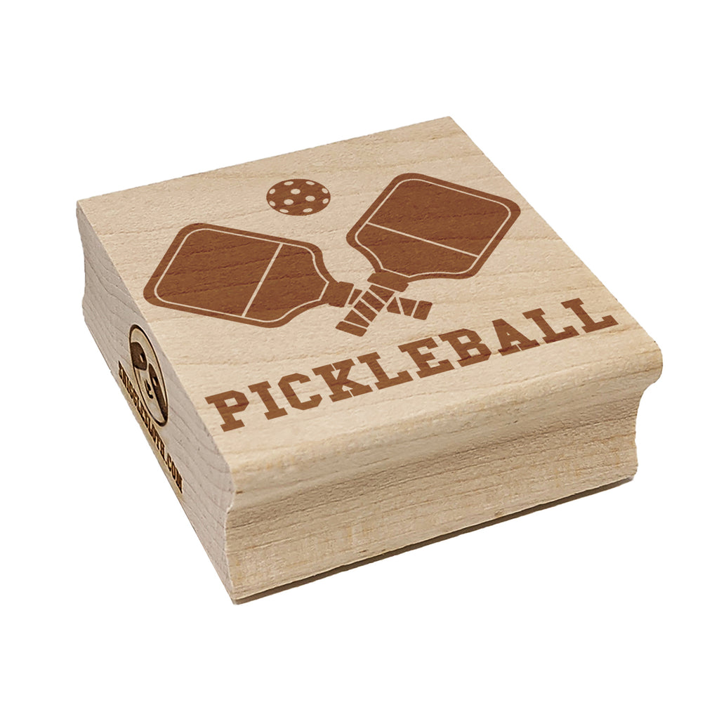 Pickleball with Ball and Paddles Sport Square Rubber Stamp for Stamping Crafting