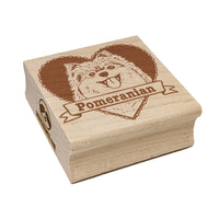 Pomeranian Dog Heart Square Rubber Stamp for Stamping Crafting