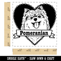 Pomeranian Dog Heart Square Rubber Stamp for Stamping Crafting