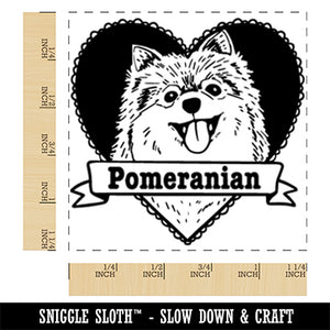 Pomeranian Dog Heart Square Rubber Stamp for Stamping Crafting