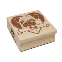 Pug Dog Heart Square Rubber Stamp for Stamping Crafting