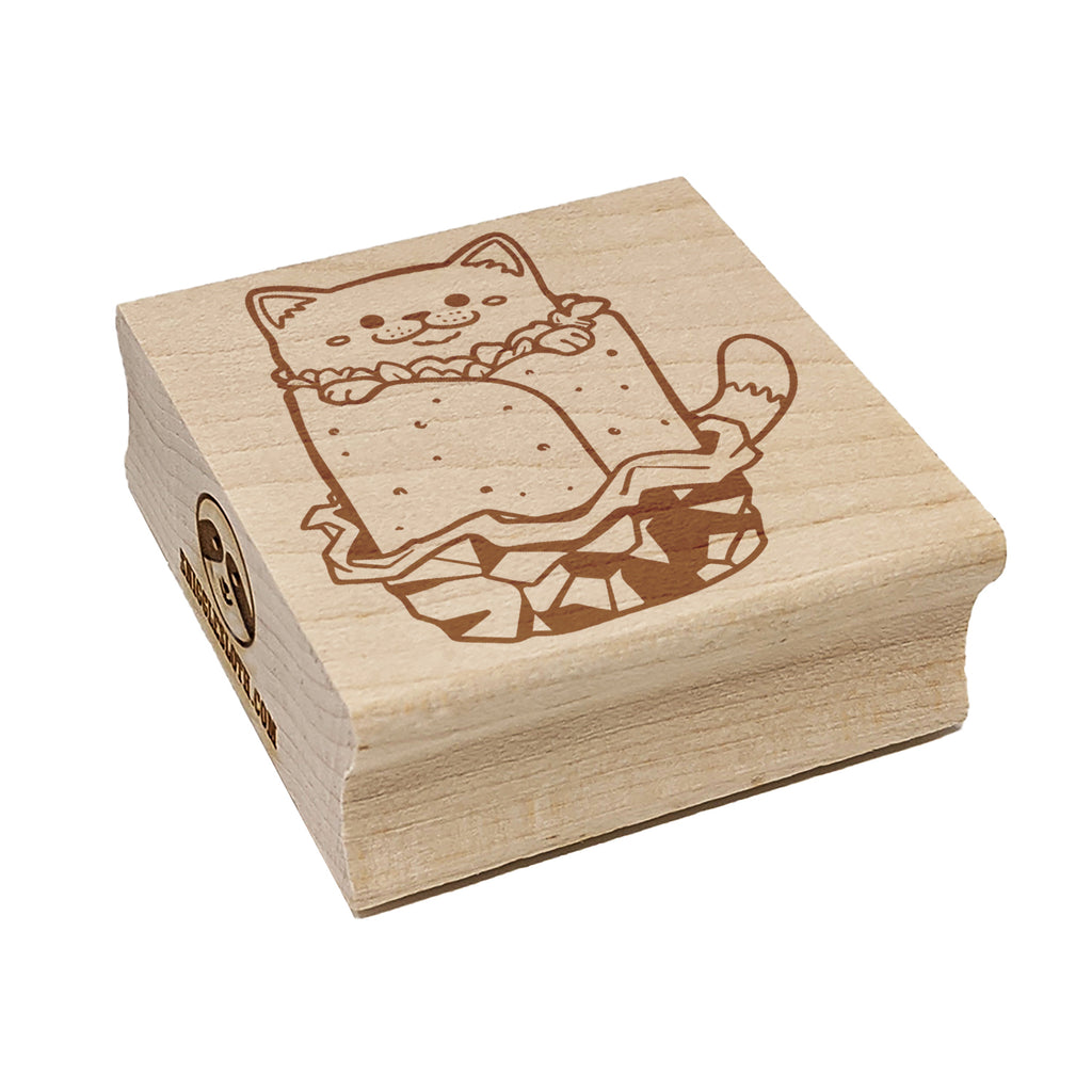 Purrito Cat Burrito Mexican Food Square Rubber Stamp for Stamping Crafting