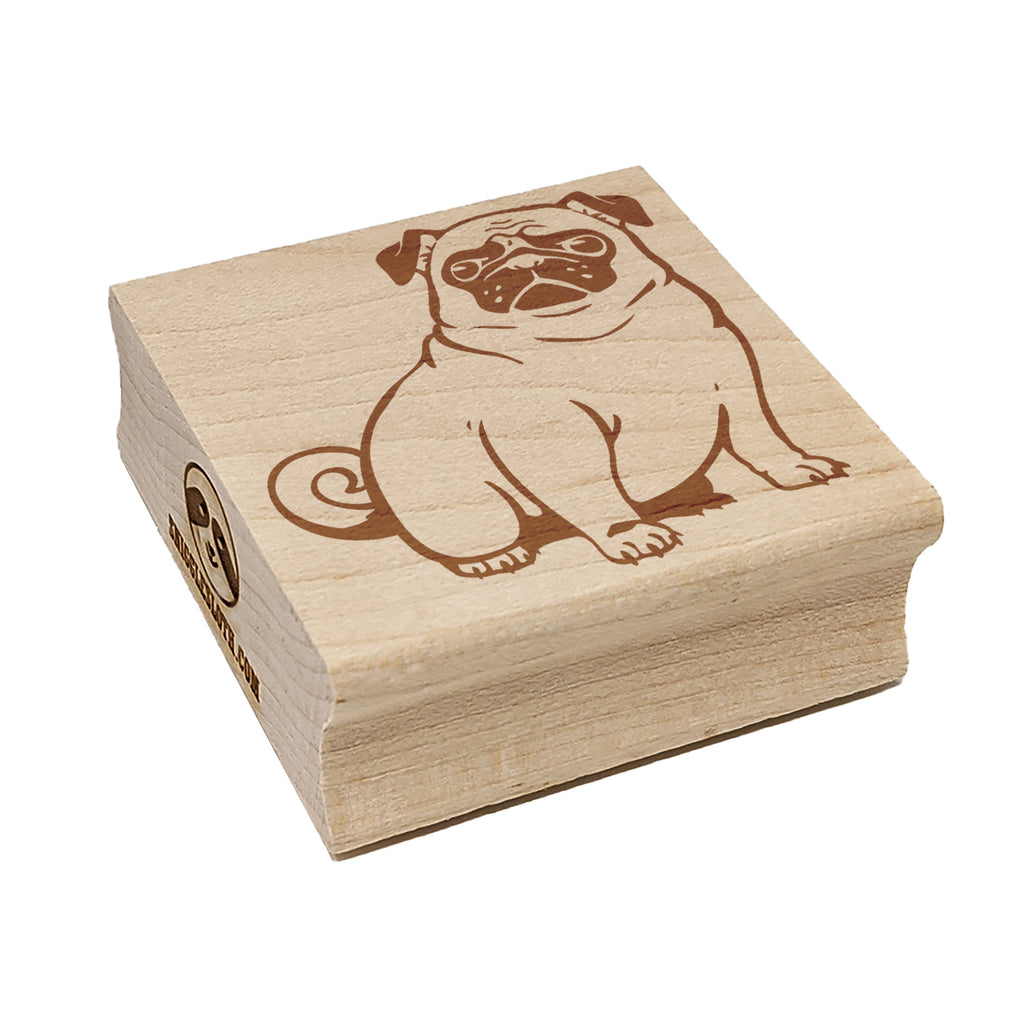 Regal Pug Dog Sitting Square Rubber Stamp for Stamping Crafting