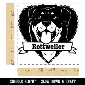 Rottweiler Dog Heart Square Rubber Stamp for Stamping Crafting