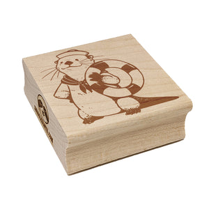 Sailor Sea Otter with Life Preserver Square Rubber Stamp for Stamping Crafting