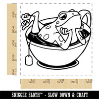 Seductive Frog in Tea Cup Square Rubber Stamp for Stamping Crafting