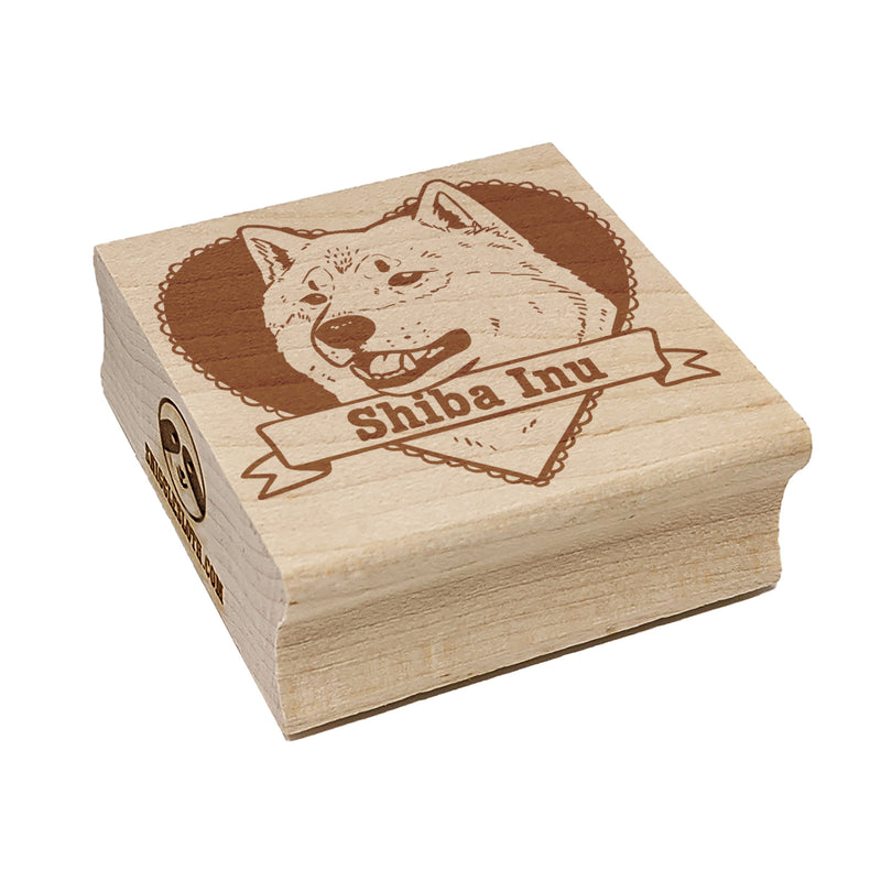 Shiba Inu Dog Heart Square Rubber Stamp for Stamping Crafting