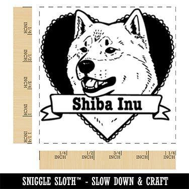 Shiba Inu Dog Heart Square Rubber Stamp for Stamping Crafting