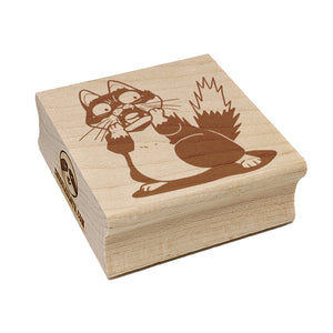 Shocked Scared Cat Square Rubber Stamp for Stamping Crafting