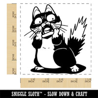 Shocked Scared Cat Square Rubber Stamp for Stamping Crafting