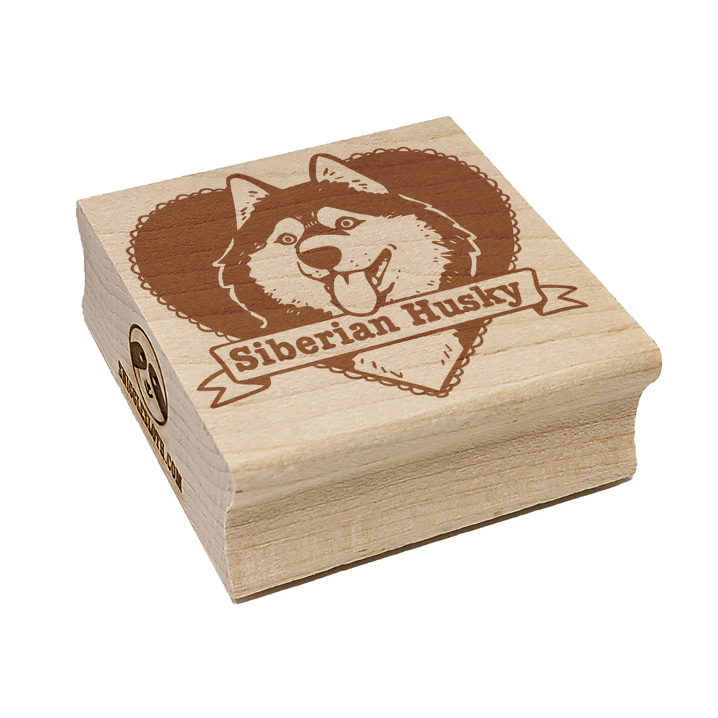 Siberian Husky Dog Heart Square Rubber Stamp for Stamping Crafting