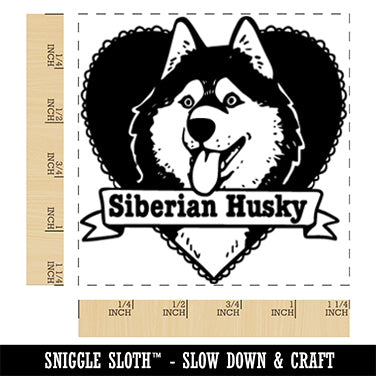 Siberian Husky Dog Heart Square Rubber Stamp for Stamping Crafting