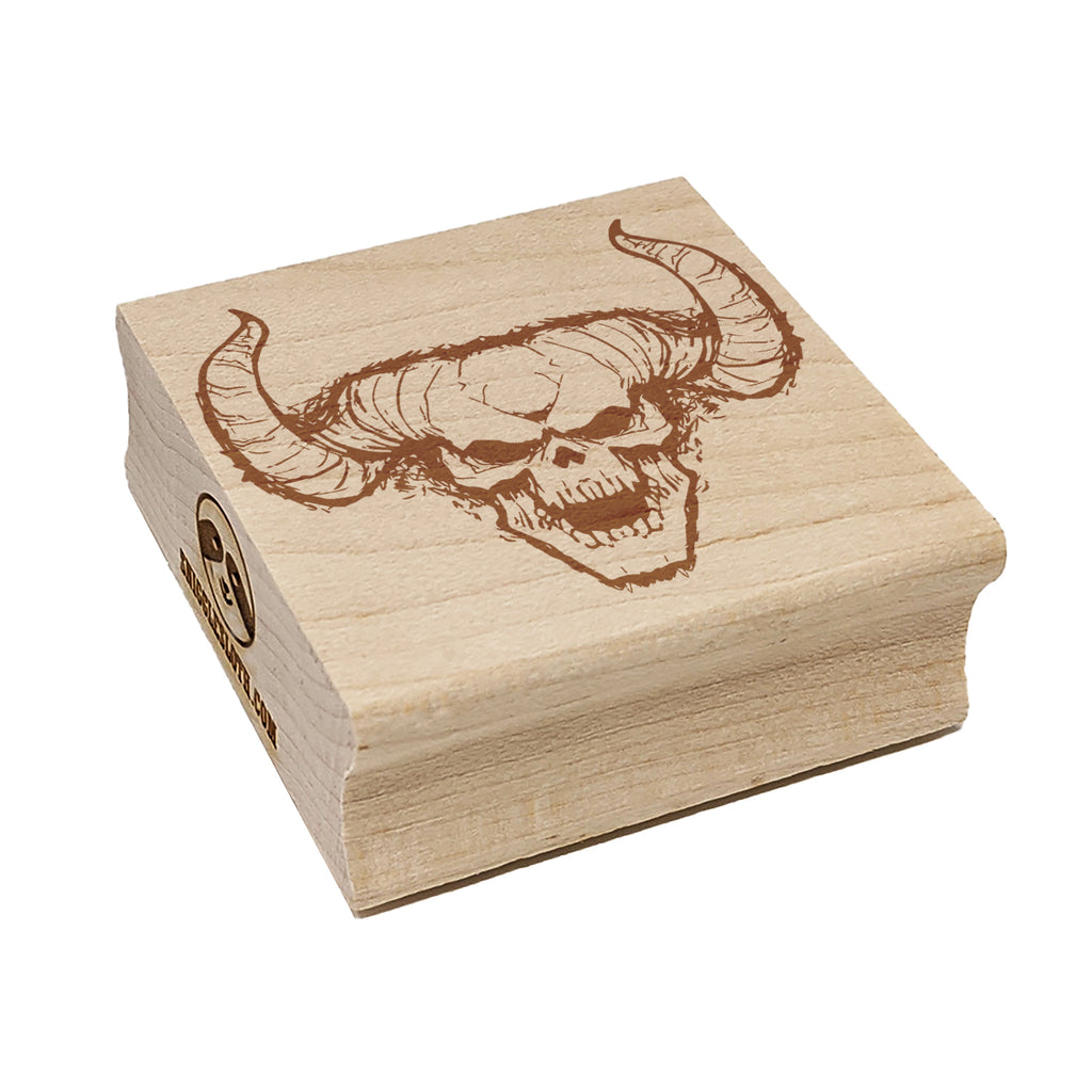 Sketchy Horned Demon Skull Square Rubber Stamp for Stamping Crafting