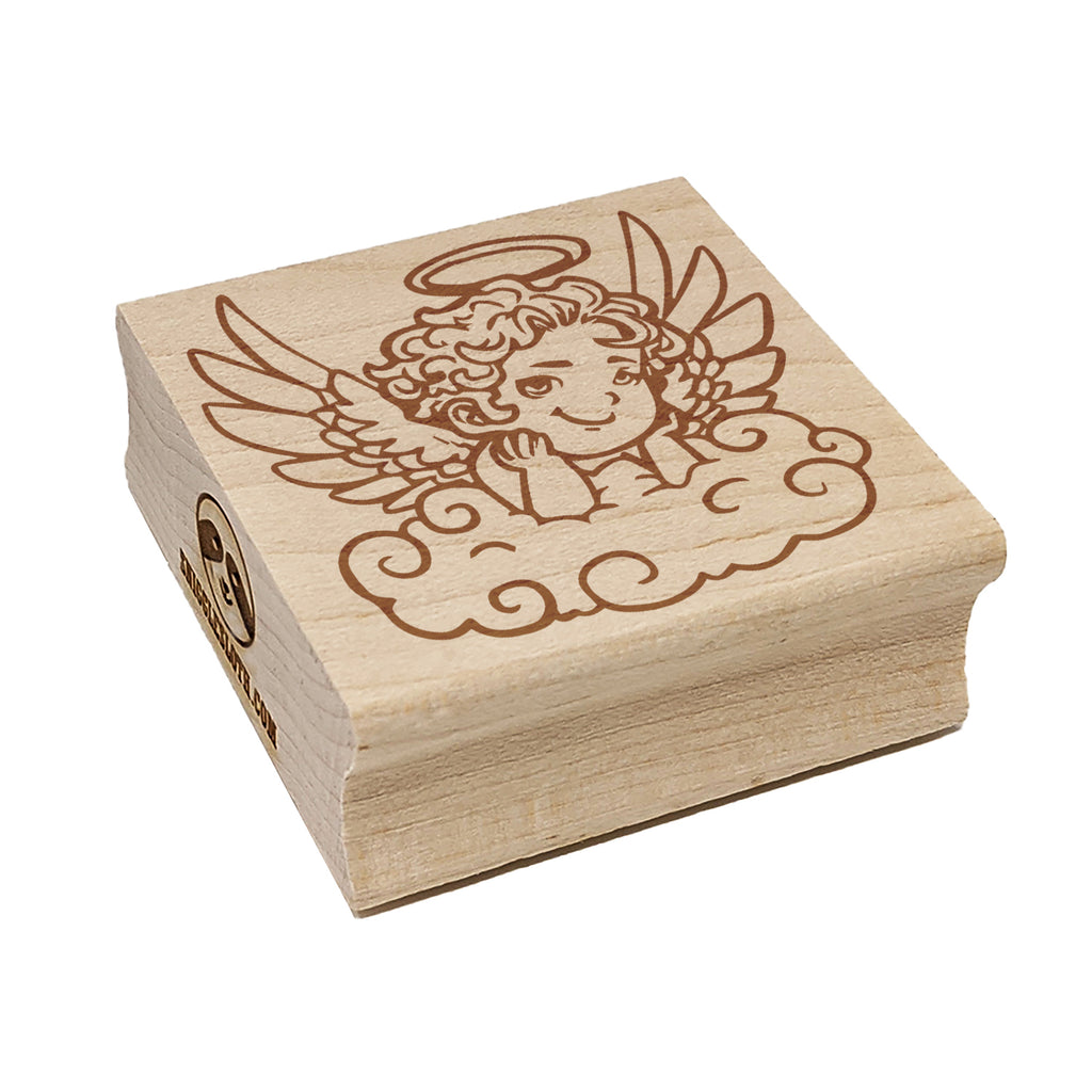 Smiling Cherub Baby Angel Square Rubber Stamp for Stamping Crafting