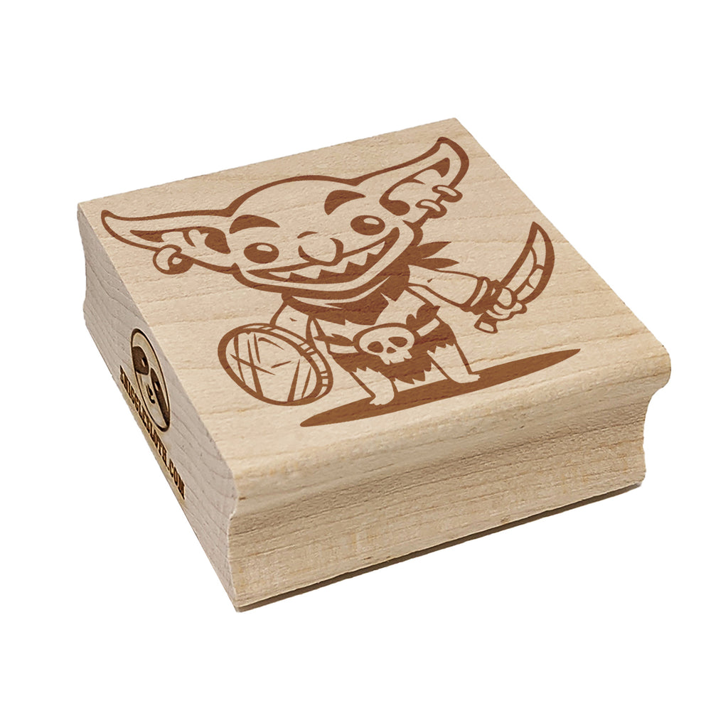 Smiling Dungeon Goblin Square Rubber Stamp for Stamping Crafting