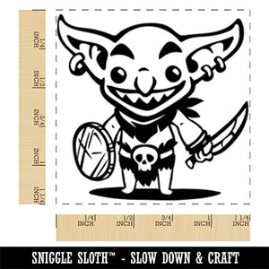 Smiling Dungeon Goblin Square Rubber Stamp for Stamping Crafting