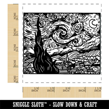 Starry Night Van Gogh Painting Square Rubber Stamp for Stamping Crafting