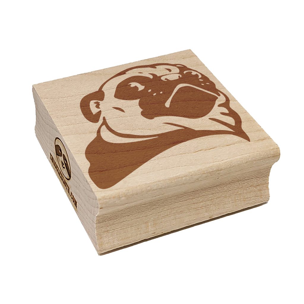 Suspicious Pug Side Eye Square Rubber Stamp for Stamping Crafting