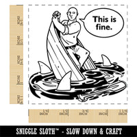 This is Fine Stranded Man with Sharks Square Rubber Stamp for Stamping Crafting