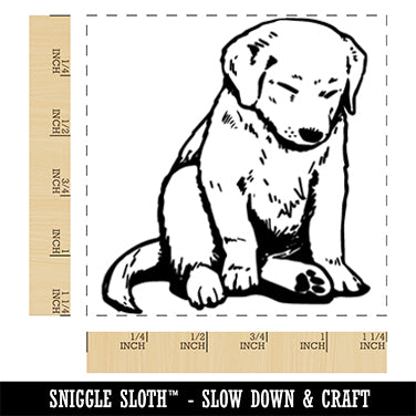 Tired Puppy Dog Sitting Sleeping Square Rubber Stamp for Stamping Crafting