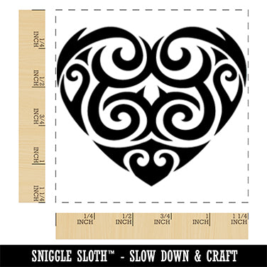 Tribal Swirly Heart Square Rubber Stamp for Stamping Crafting
