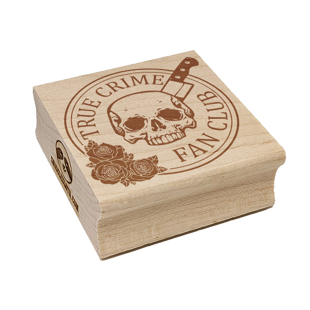 True Crime Fan Club Skull Knife Square Rubber Stamp for Stamping Crafting