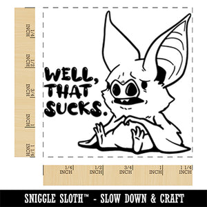 Well That Sucks Vampire Bat Cute Square Rubber Stamp for Stamping Crafting
