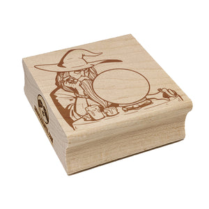 Wizard Mage Pondering Orb Crystal Ball Square Rubber Stamp for Stamping Crafting