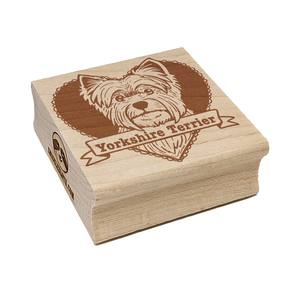 Yorkshire Terrier Dog Heart Square Rubber Stamp for Stamping Crafting