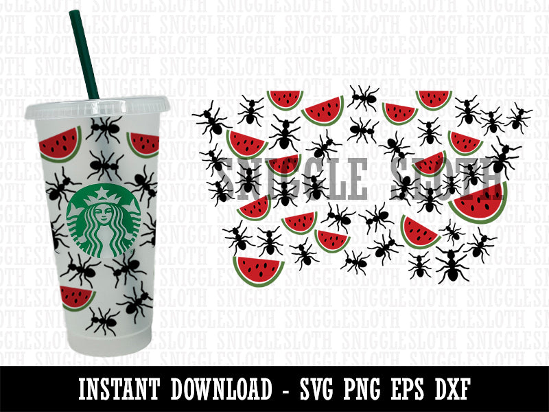 Ants Watermelon Picnic Starbucks 24oz Venti Cold Cup SVG PNG EPS DXF File