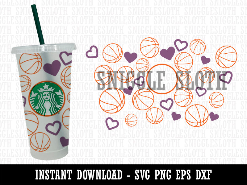 Basketballs Sports Love Starbucks 24oz Venti Cold Cup SVG PNG EPS DXF File