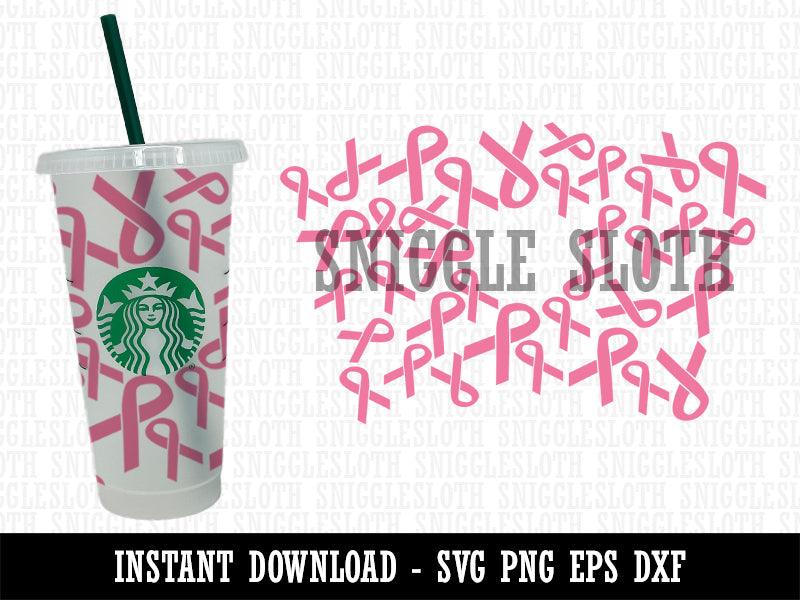 Breast Cancer Awareness Ribbons Starbucks 24oz Venti Cold Cup SVG PNG EPS DXF File