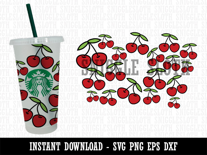 Cherries Cherry Fun Starbucks 24oz Venti Cold Cup SVG PNG EPS DXF File