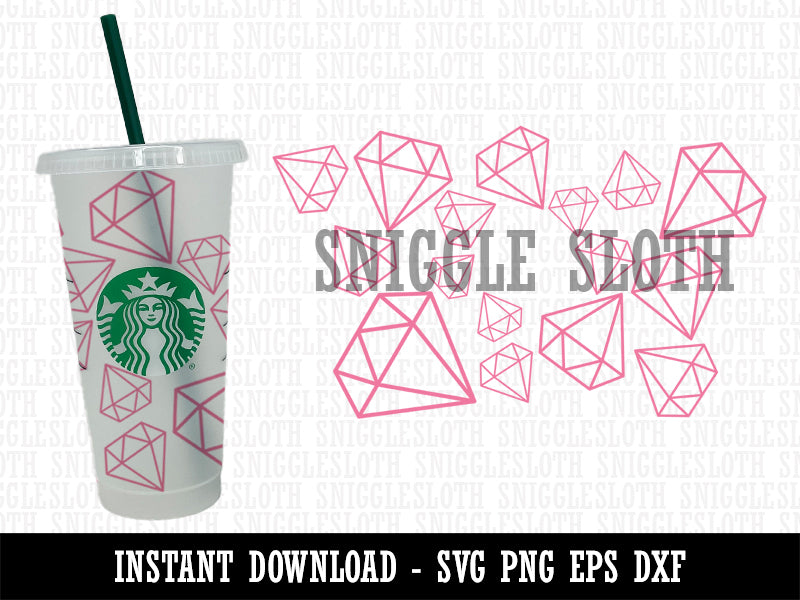 Diamonds Wedding Engagement Starbucks 24oz Venti Cold Cup SVG PNG EPS DXF File