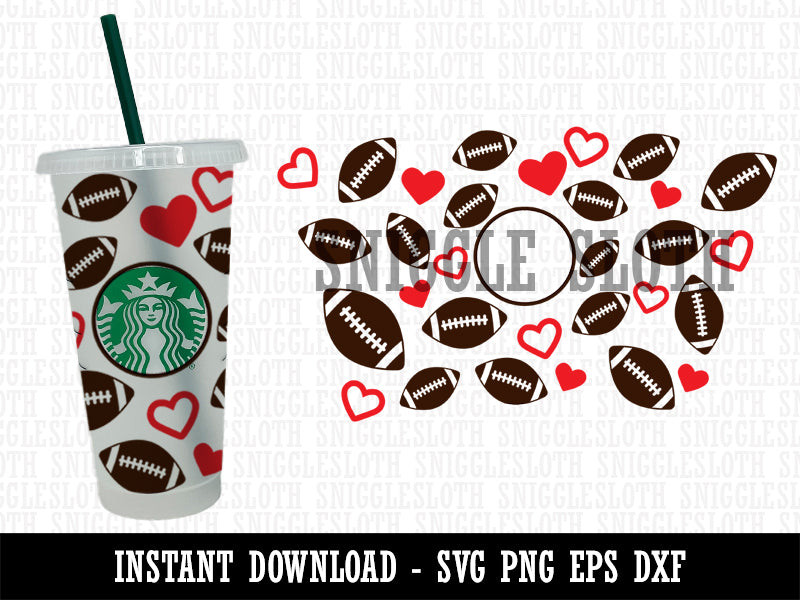 Footballs Sports Love Starbucks 24oz Venti Cold Cup SVG PNG EPS DXF File