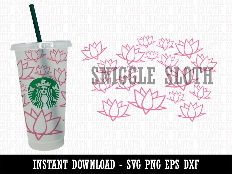 Lotus Flowers Starbucks 24oz Venti Cold Cup SVG PNG EPS DXF File