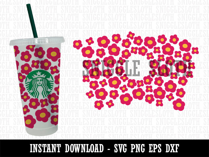 Pretty Flowers Floral Starbucks 24oz Venti Cold Cup SVG PNG EPS DXF File
