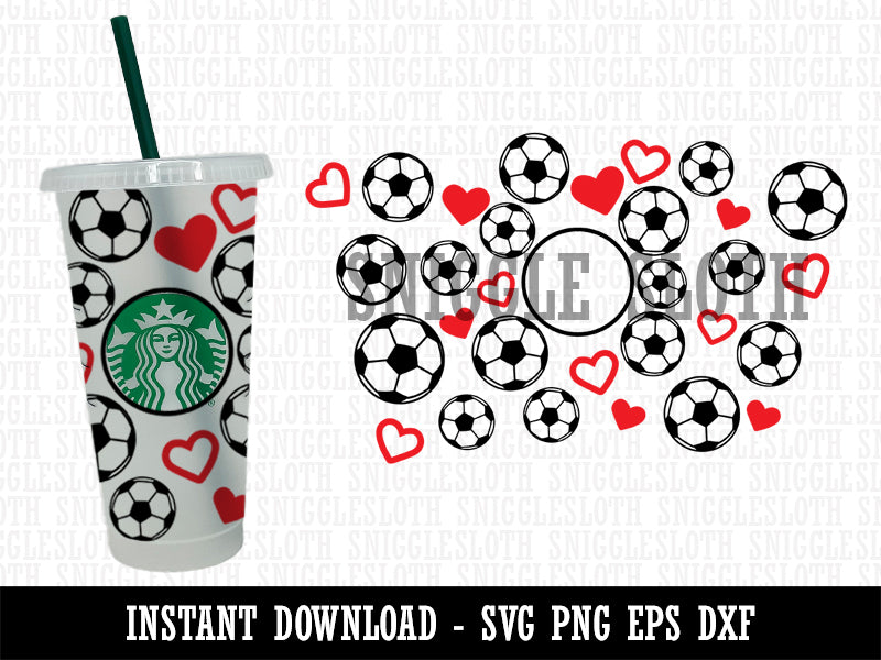 Soccer Balls Footballs Sports Love Starbucks 24oz Venti Cold Cup SVG PNG EPS DXF File