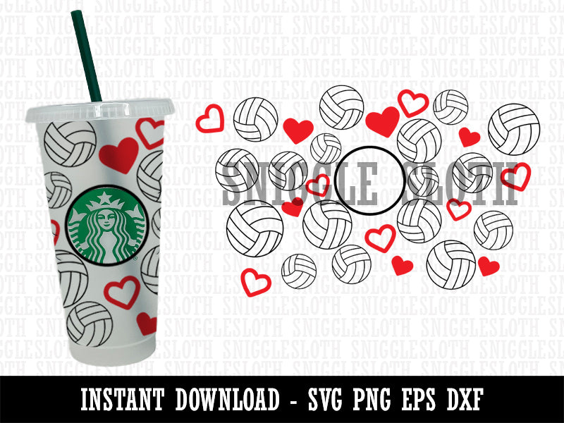 Volleyballs Sports Love Starbucks 24oz Venti Cold Cup SVG PNG EPS DXF File